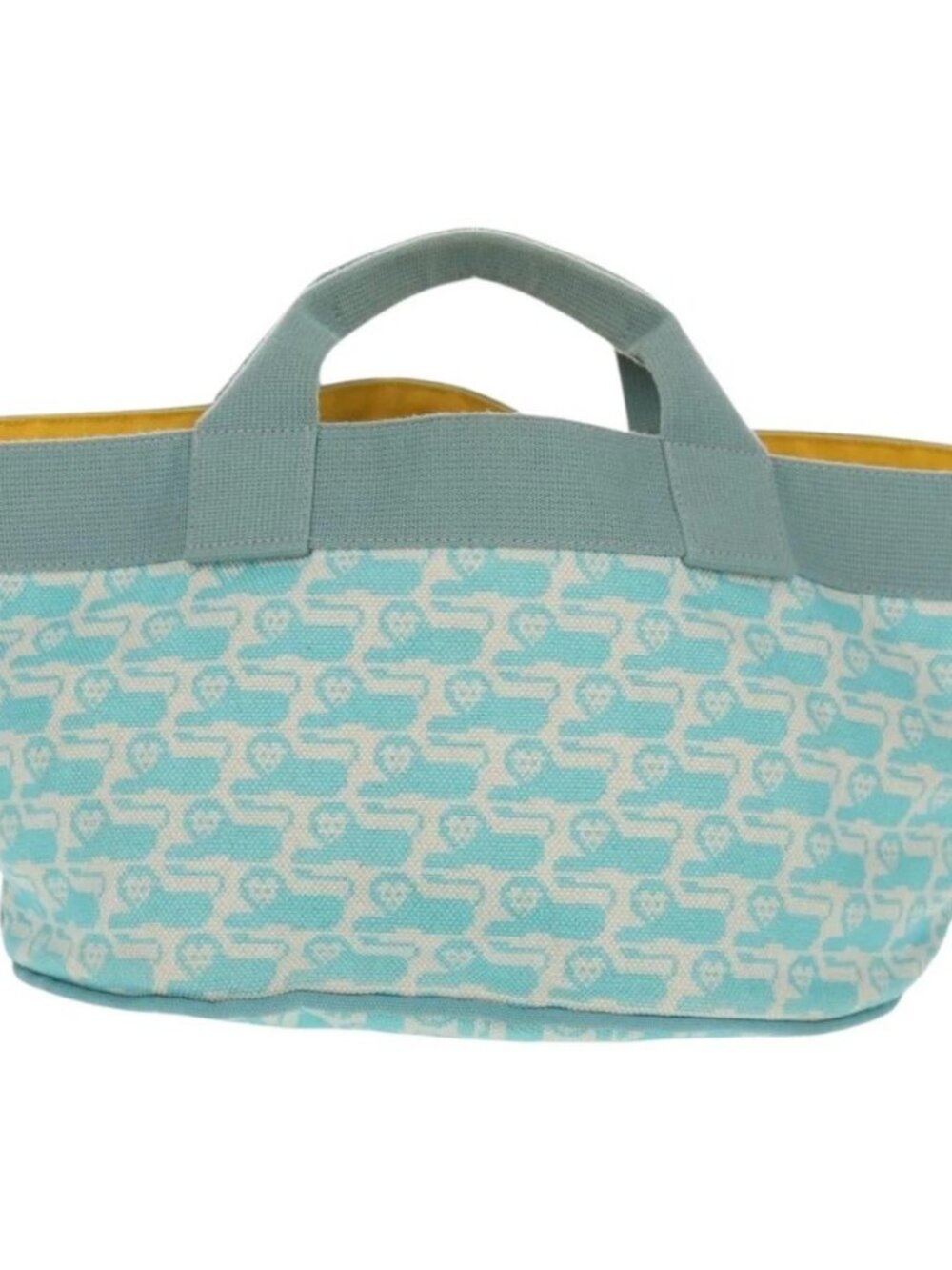 HERMES Animo Pixel GM Hand Bag Canvas Light Blue Silver Auth 158904V - Picture 2 of 15